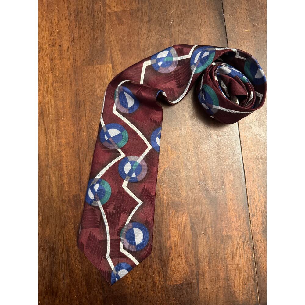 Oscar de la renta neckwear couture collection tie maroon geometric tie